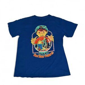 See your future Steven Rhodes Blue Graphic T-Shirt with Futuristic Design